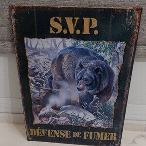 Affiche métal défense de fumer pour garage ou man cave.